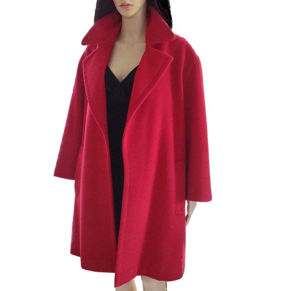 Etienne Aigner Parisian Rouge Red Swing Wool Coat 38 6 M - Picture 7 of 10